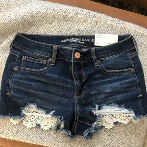 American eagle jean shorts with lace